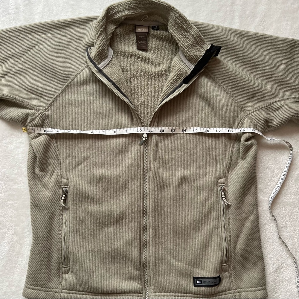 REI Women’s Jacket Tan Full Zip Fleece Sweater Mock Neck - Picture 8 of 8